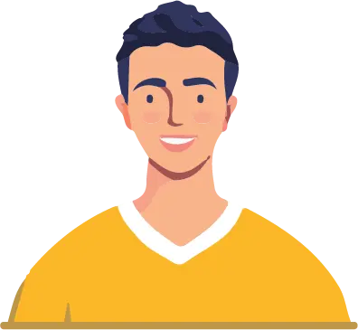 Cartoon avatar of RC smiling, wearing a yellow v-neck
