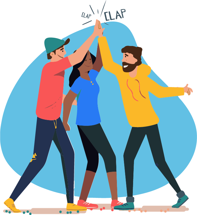 Illustration of people giving high five