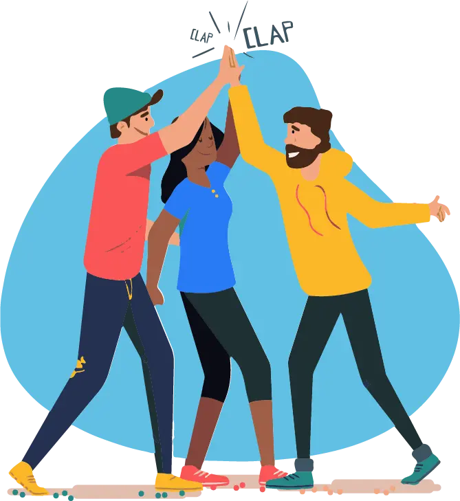 Illustration of people giving high five